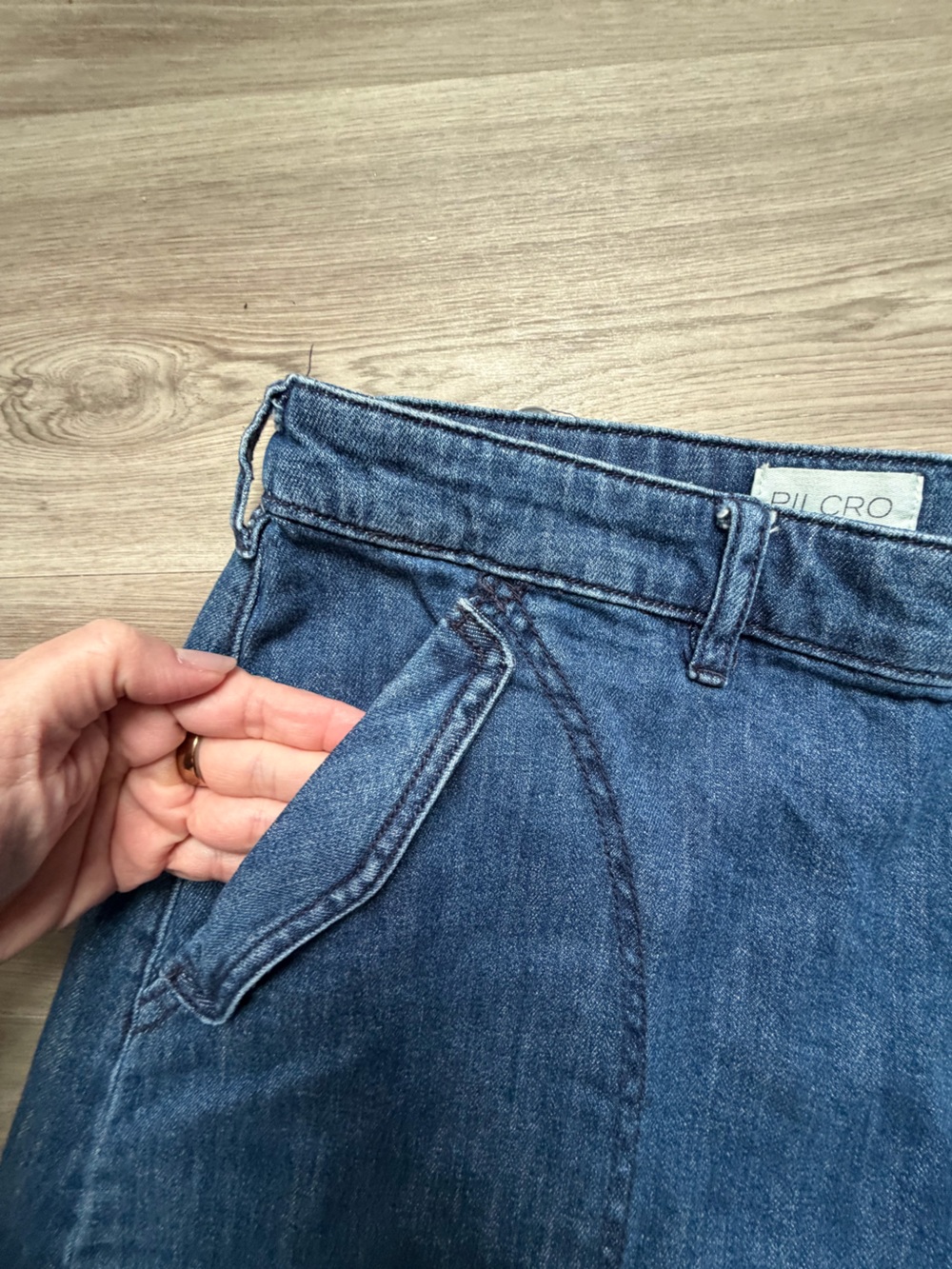 Pilcro Wide-Leg Denim Skirt-Style Jeans in Light Blue - Picture 7 of 9